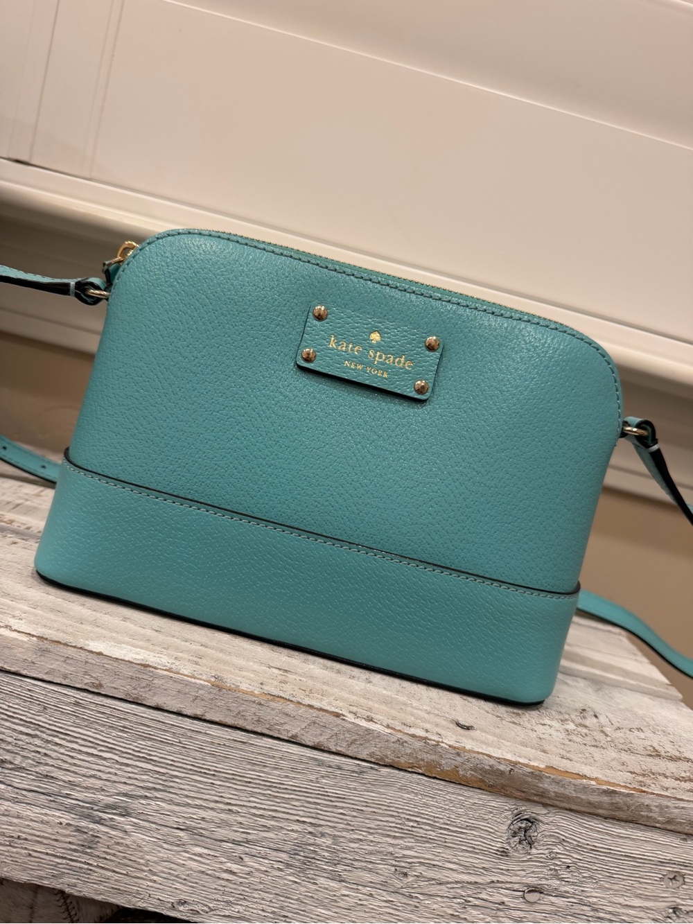 kate spade Teal Dome Crossbody with Gold Hardware